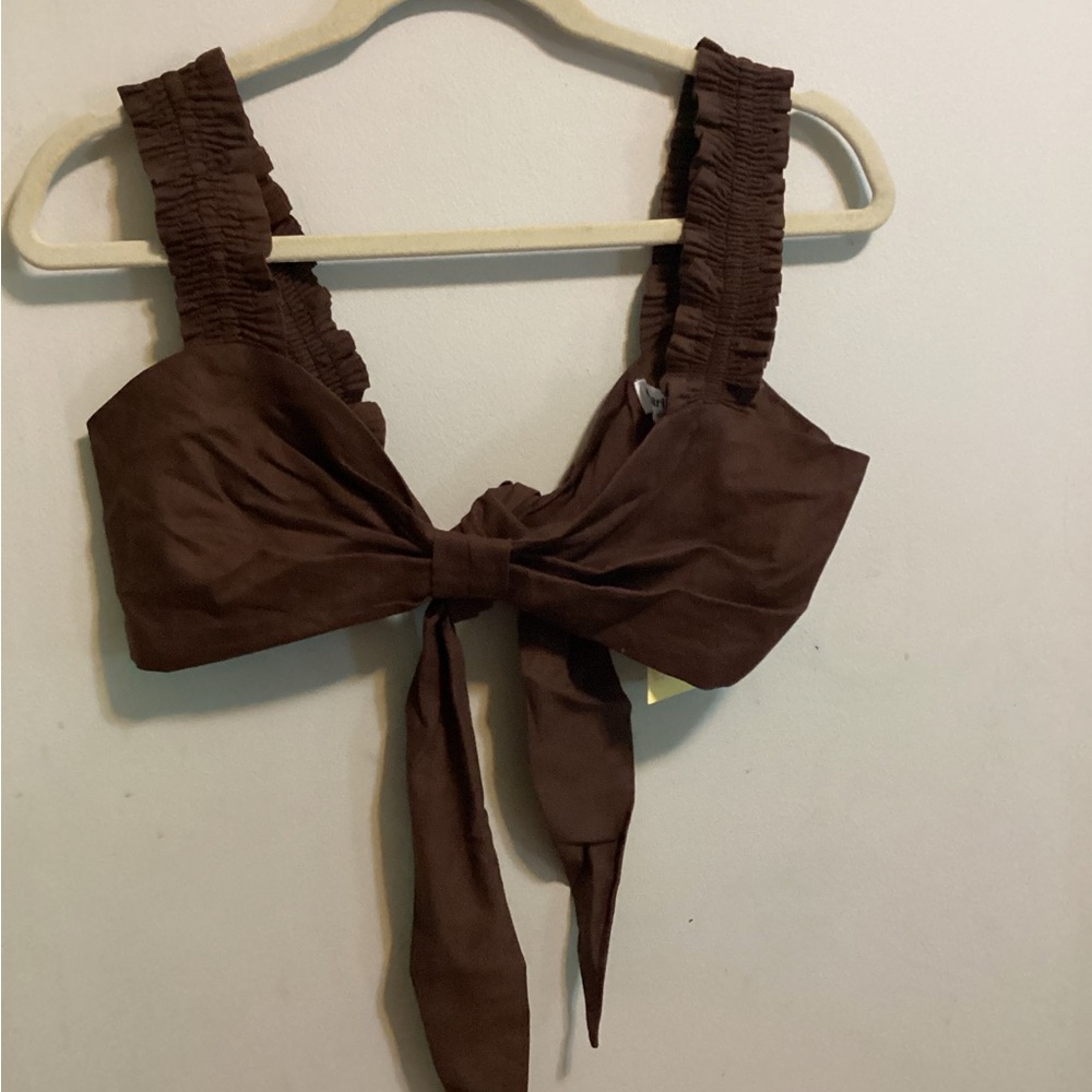 NWT Charlie Holiday Diana Linen & Cotton Bra top